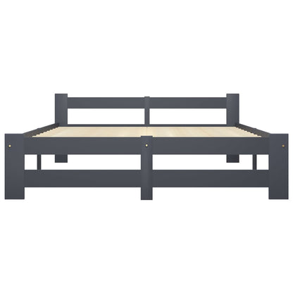 Bed Frame Dark Grey Solid Pine Wood 180X200 Cm Super King