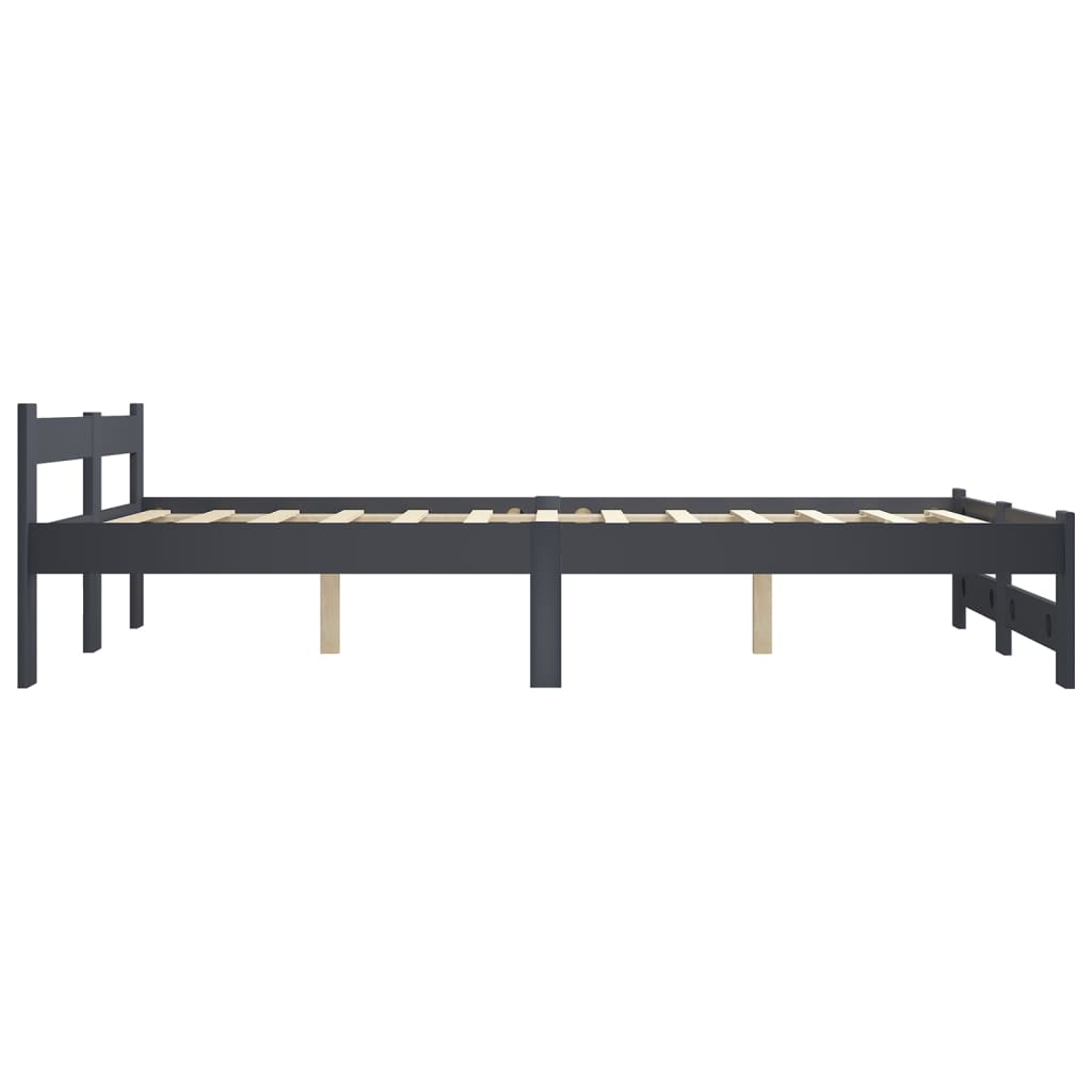 Bed Frame Dark Grey Solid Pine Wood 180X200 Cm Super King