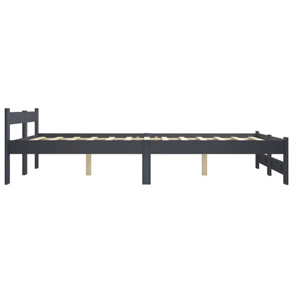 Bed Frame Dark Grey Solid Pine Wood 180X200 Cm Super King