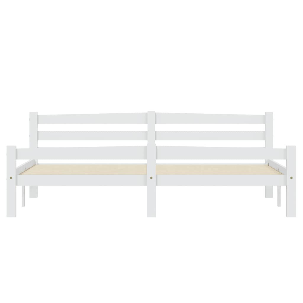 Bed Frame White Solid Pinewood 180X200 Cm Super King