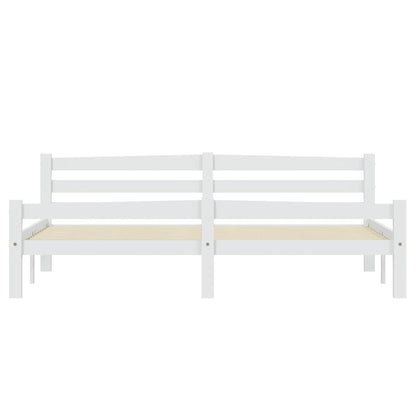 Bed Frame White Solid Pinewood 180X200 Cm Super King