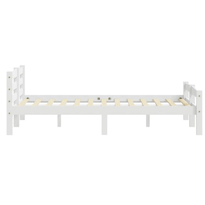 Bed Frame White Solid Pinewood 180X200 Cm Super King