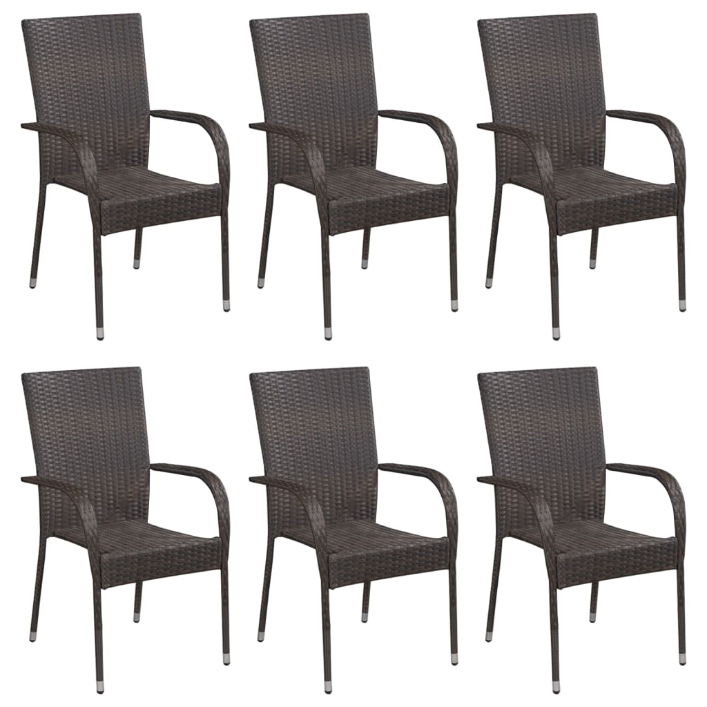 7 Piece Garden Dining Set Brown