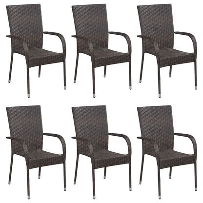 7 Piece Garden Dining Set Brown