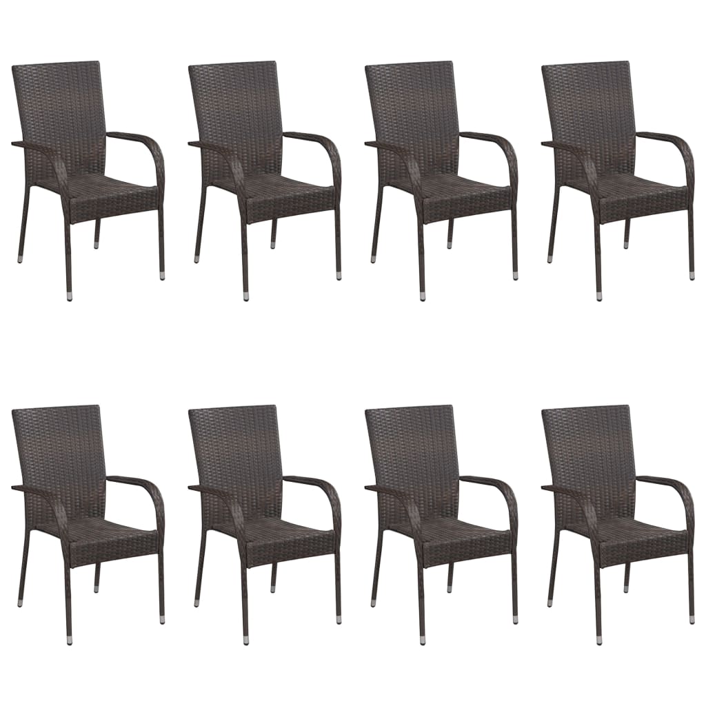 9 Piece Garden Dining Set Brown