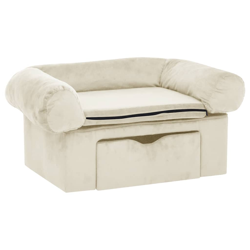 Dog Sofa With Drawer Cream 75X50X38 Cm Plush