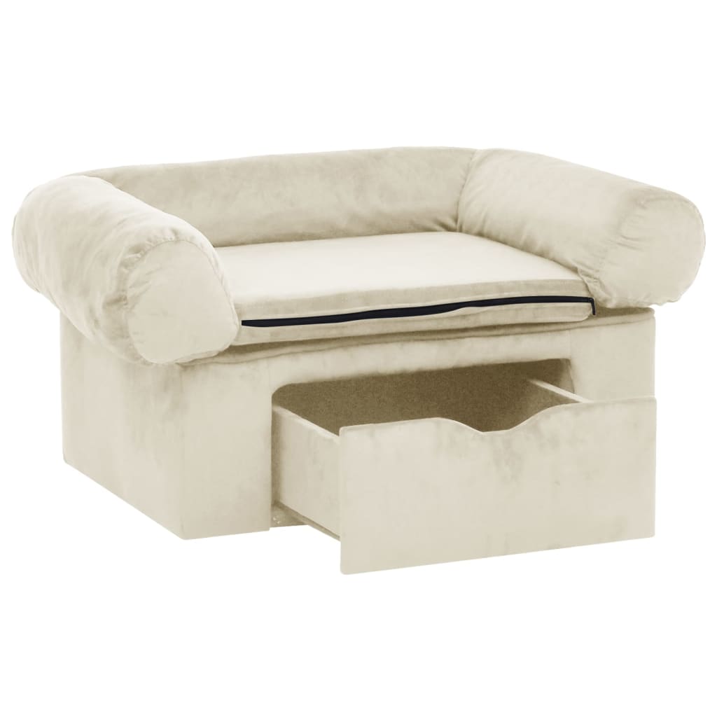 Dog Sofa With Drawer Cream 75X50X38 Cm Plush