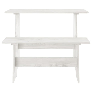 Dining Table With Bench Reine White Solid Wood Pine