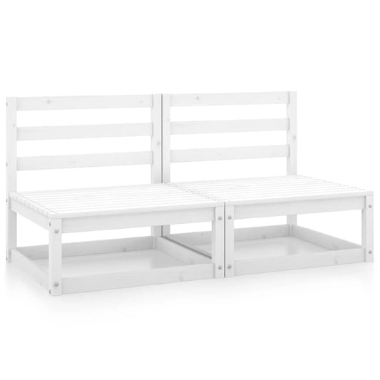 Garden Middle Sofas 2 Pcs White Solid Wood Pine