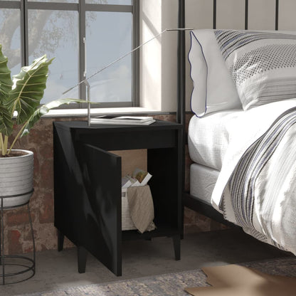 Bed Cabinet With Metal Legs Black 40X30X50 Cm