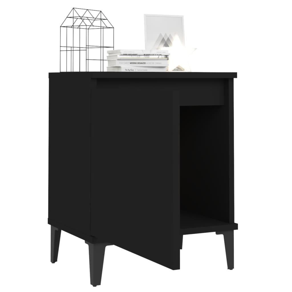 Bed Cabinet With Metal Legs Black 40X30X50 Cm