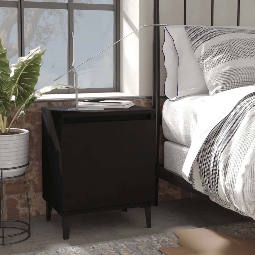 Bed Cabinet With Metal Legs Black 40X30X50 Cm