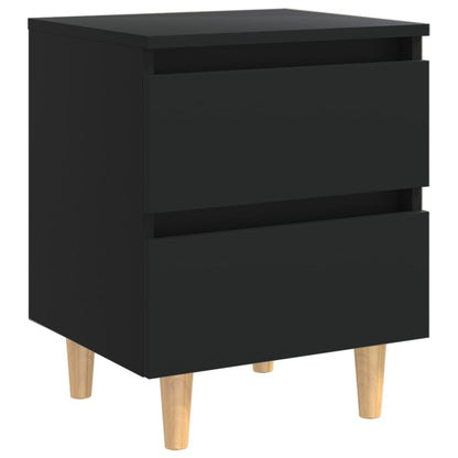 Bed Cabinets With Solid Pinewood Legs 2 Pcs Black 40X35X50 Cm