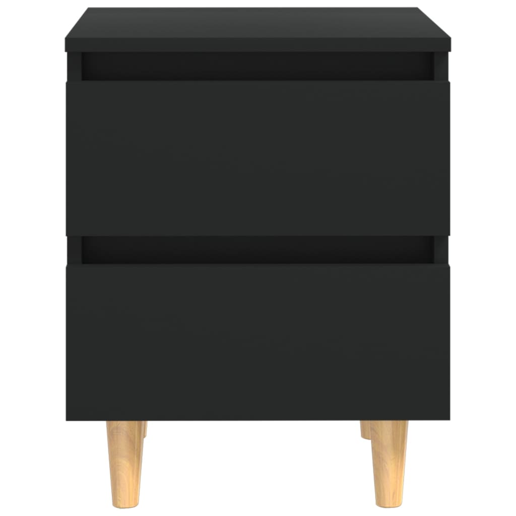 Bed Cabinets With Solid Pinewood Legs 2 Pcs Black 40X35X50 Cm