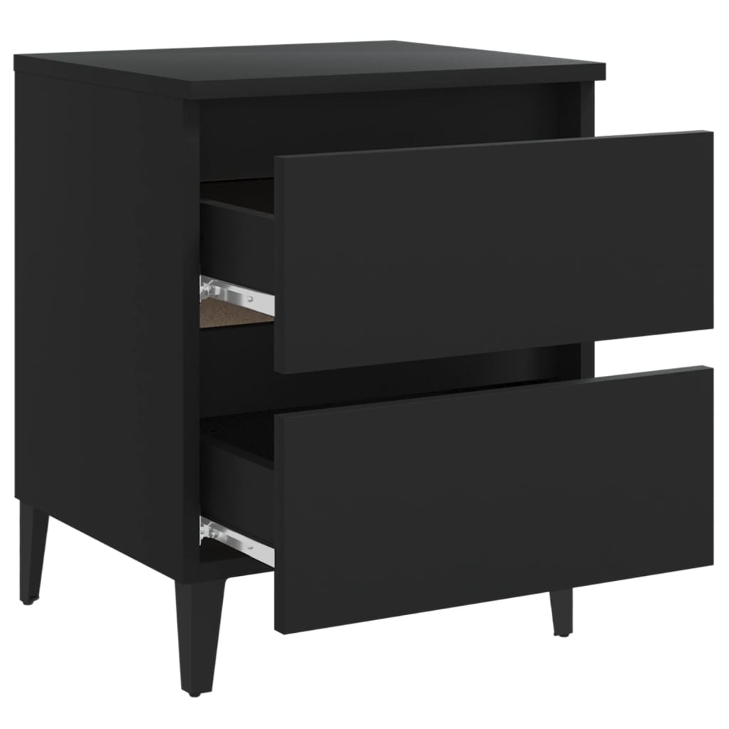 Bed Cabinet Black 40X35X50 Cm Engineered Wood