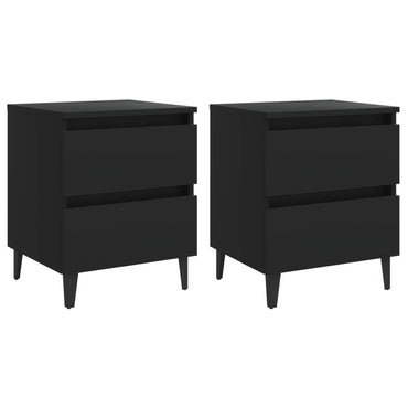 Bed Cabinets 2 Pcs Black 40X35X50 Cm Engineered Wood