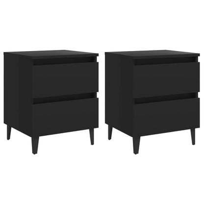 Bed Cabinets 2 Pcs Black 40X35X50 Cm Engineered Wood