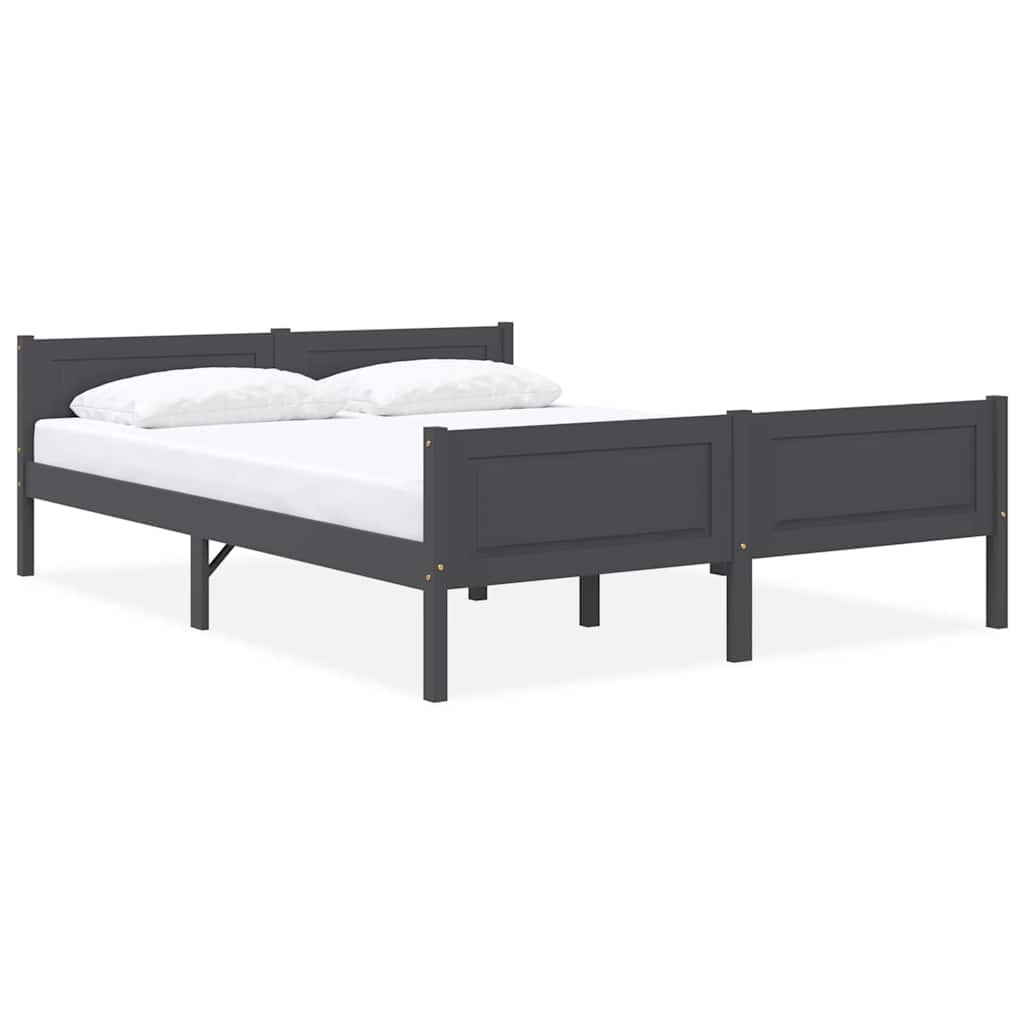 Bed Frame Without Mattress Solid Pinewood Grey 140X200 Cm