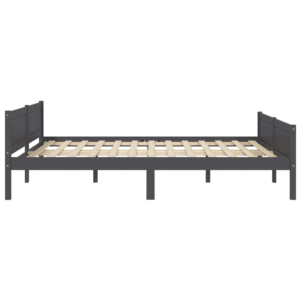 Bed Frame Without Mattress Solid Pinewood Grey 140X200 Cm