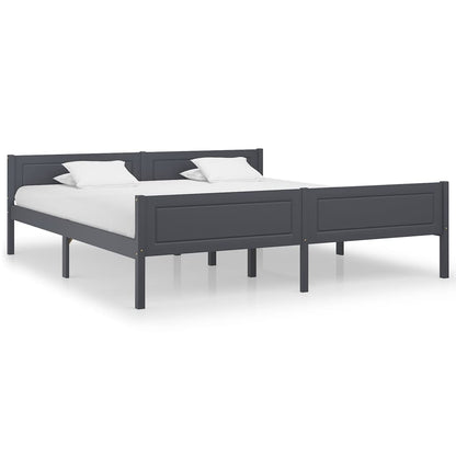 Bed Frame Solid Pinewood Grey 180X200 Cm Super King