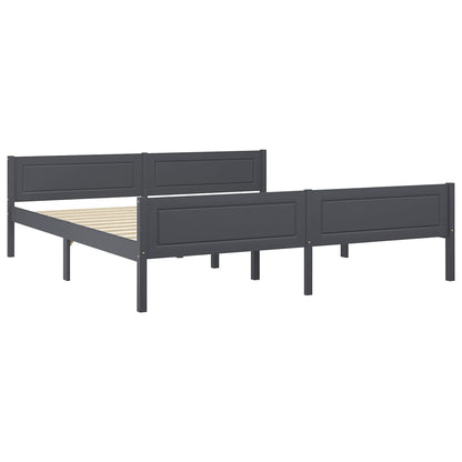 Bed Frame Solid Pinewood Grey 180X200 Cm Super King