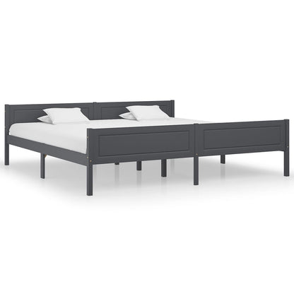 Bed Frame Without Mattress Solid Pinewood Grey 200X200 Cm