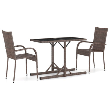 3 Piece Garden Dining Set Brown