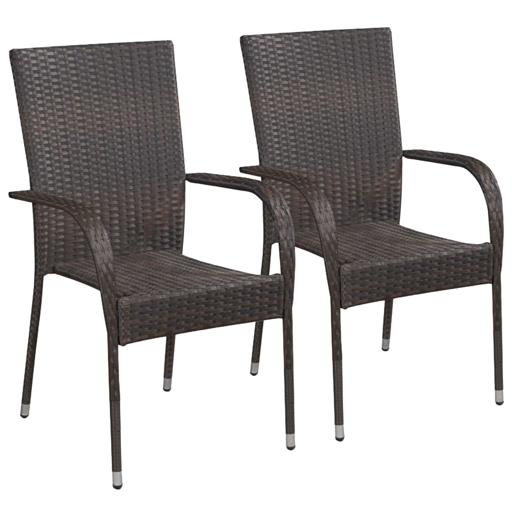 3 Piece Garden Dining Set Poly Rattan Brown