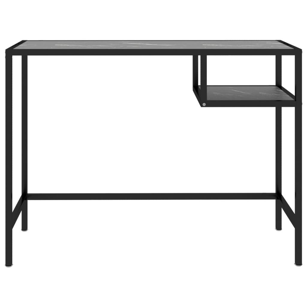 Computer Desk Black Marble 100X36X74 Cm Tempered Glass