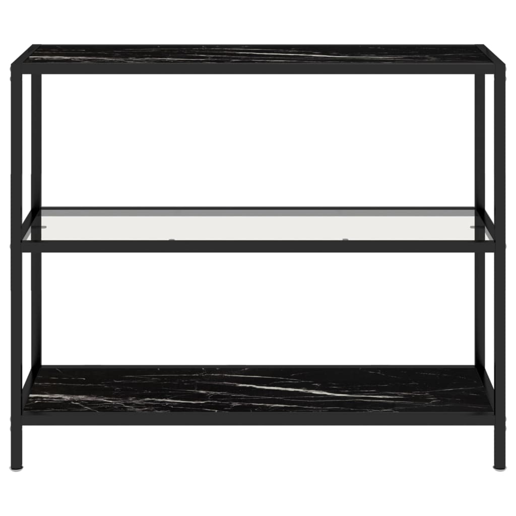 Shelf Transparent And Black Marble 100X36X90 Cm Tempered Glass