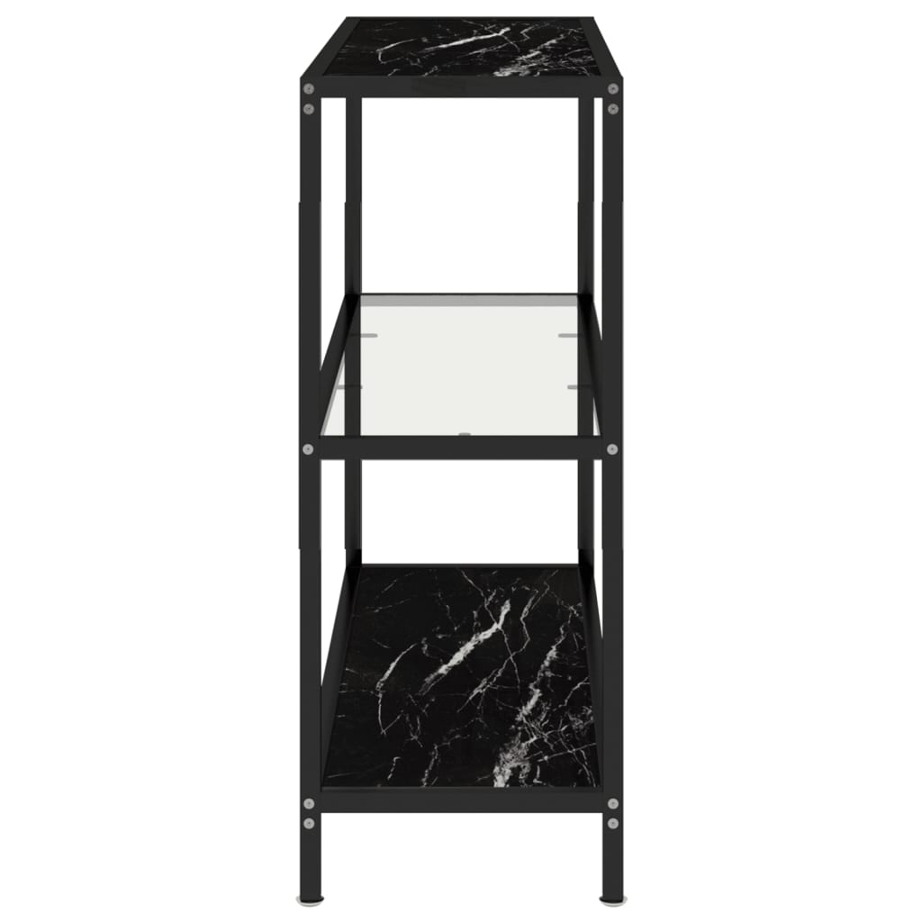 Shelf Transparent And Black Marble 100X36X90 Cm Tempered Glass