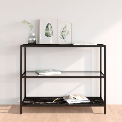 Shelf Transparent And Black Marble 100X36X90 Cm Tempered Glass