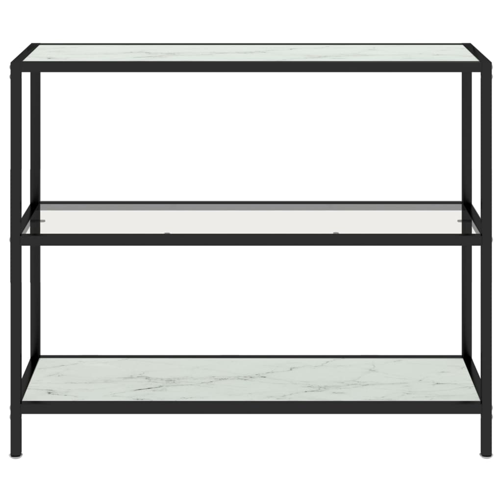 Shelf Transparent And White Marble 100X36X90 Cm Tempered Glass