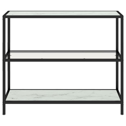 Shelf Transparent And White Marble 100X36X90 Cm Tempered Glass