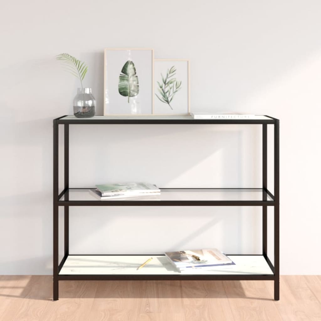 Shelf Transparent And White Marble 100X36X90 Cm Tempered Glass