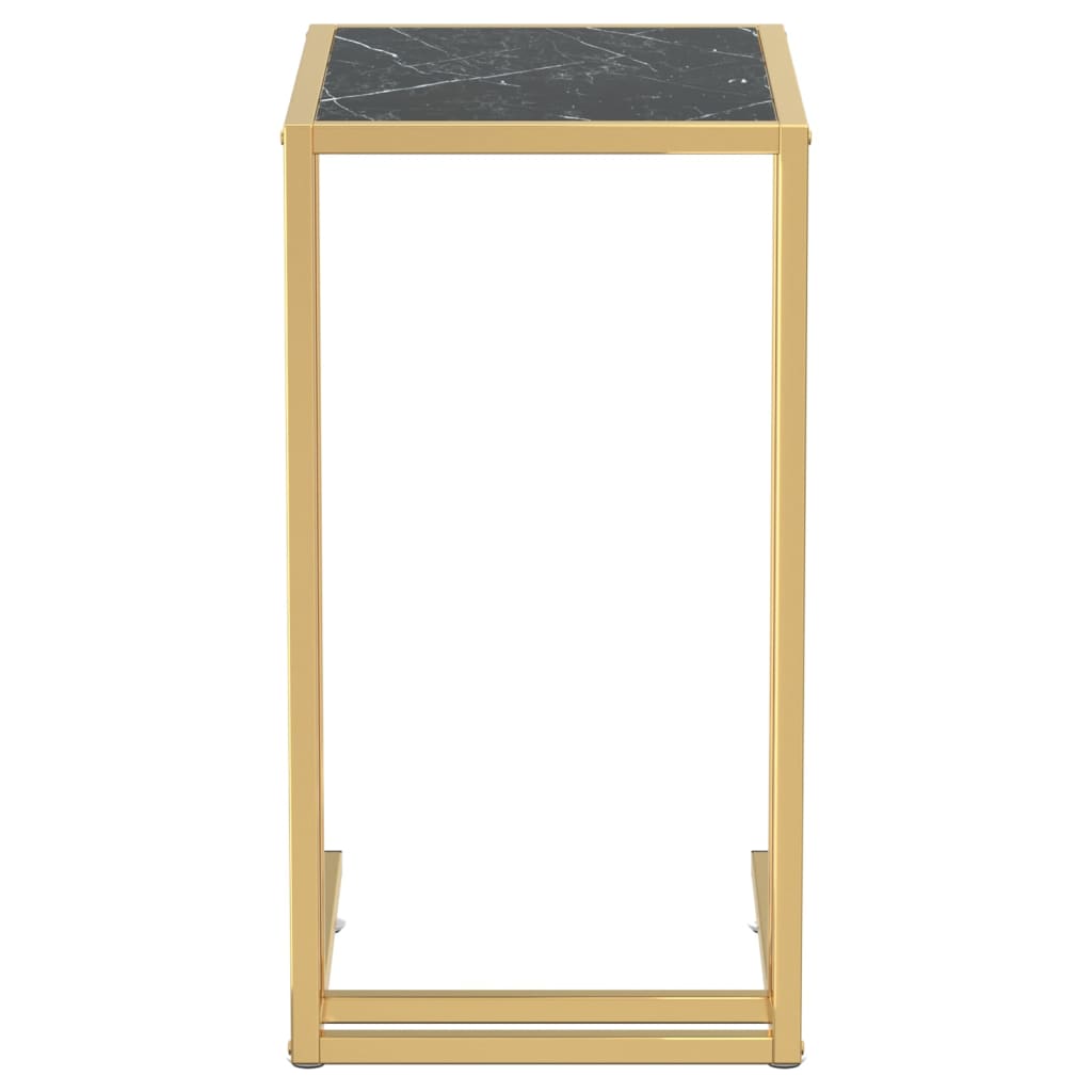 Computer Side Table Black Marble 50X35X65 Cm Tempered Glass