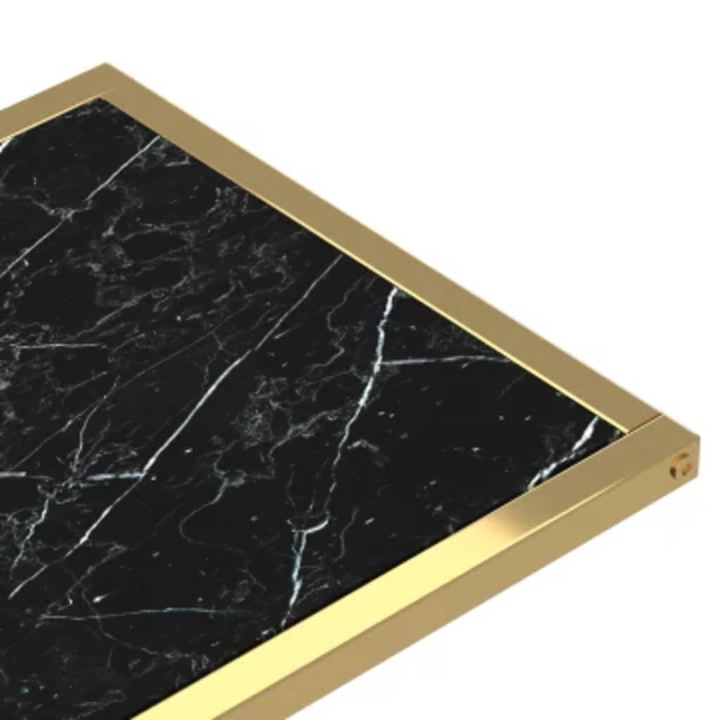 Computer Side Table Black Marble 50X35X65 Cm Tempered Glass