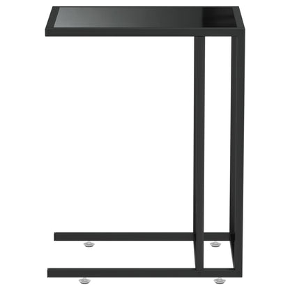 Computer Side Table Black 50X35X65 Cm Tempered Glass