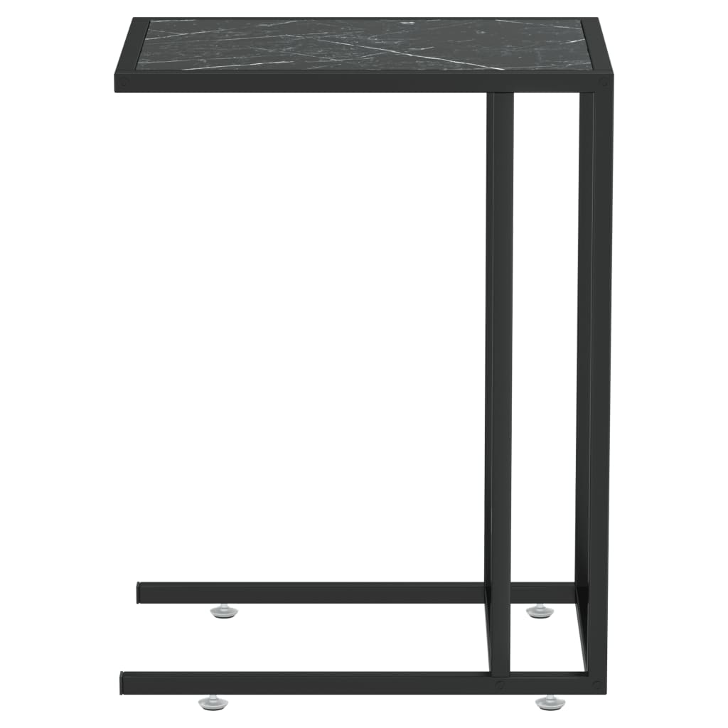 Computer Side Table Black Marble 50X35X65 Cm Tempered Glass