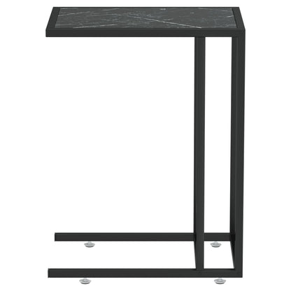 Computer Side Table Black Marble 50X35X65 Cm Tempered Glass