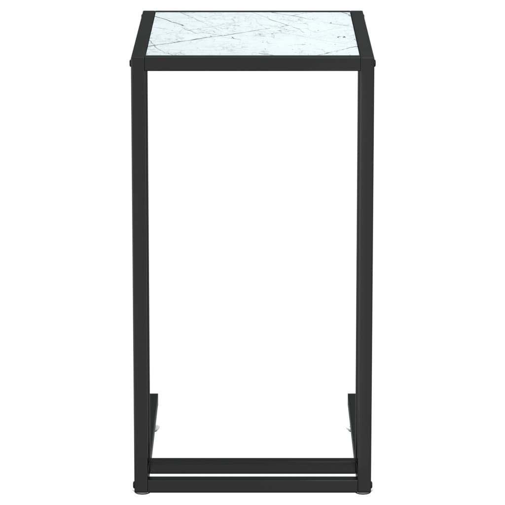 Computer Side Table White Marble 50X35X65 Cm Tempered Glass