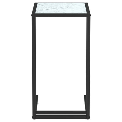 Computer Side Table White Marble 50X35X65 Cm Tempered Glass