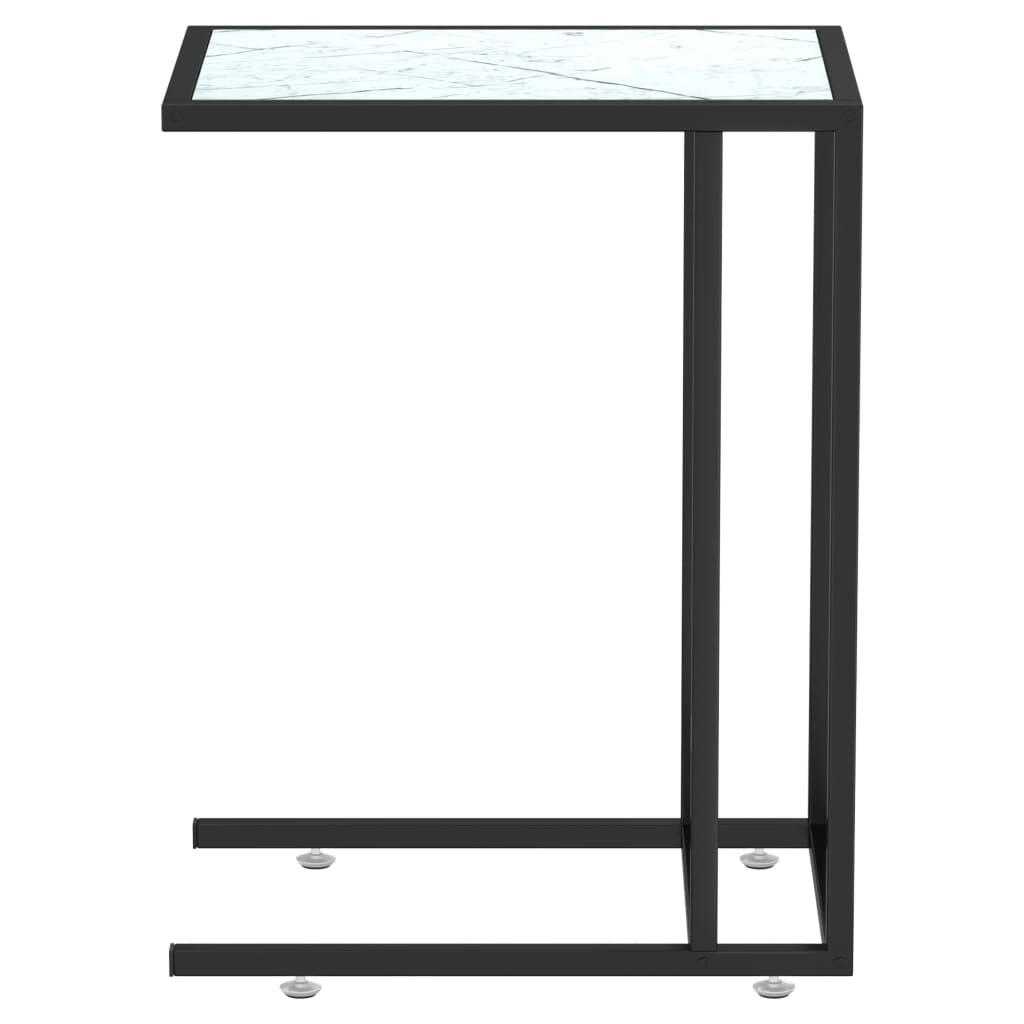 Computer Side Table White Marble 50X35X65 Cm Tempered Glass