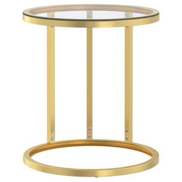 Side Table Gold And Transparent 45 Cm Tempered Glass