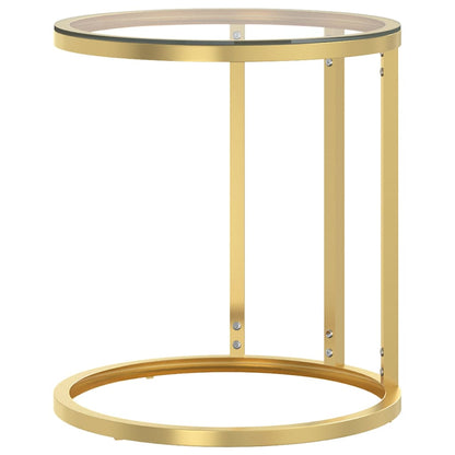 Side Table Gold And Transparent 45 Cm Tempered Glass