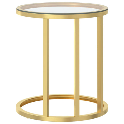 Side Table Gold And Transparent 45 Cm Tempered Glass