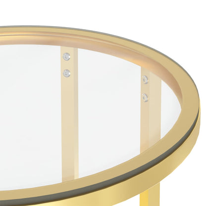 Side Table Gold And Transparent 45 Cm Tempered Glass