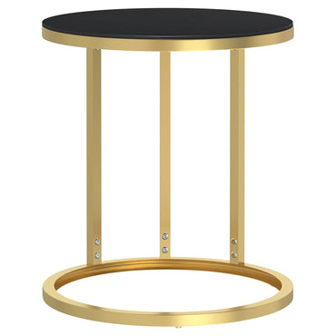 Side Table Gold And Black 45 Cm Tempered Glass