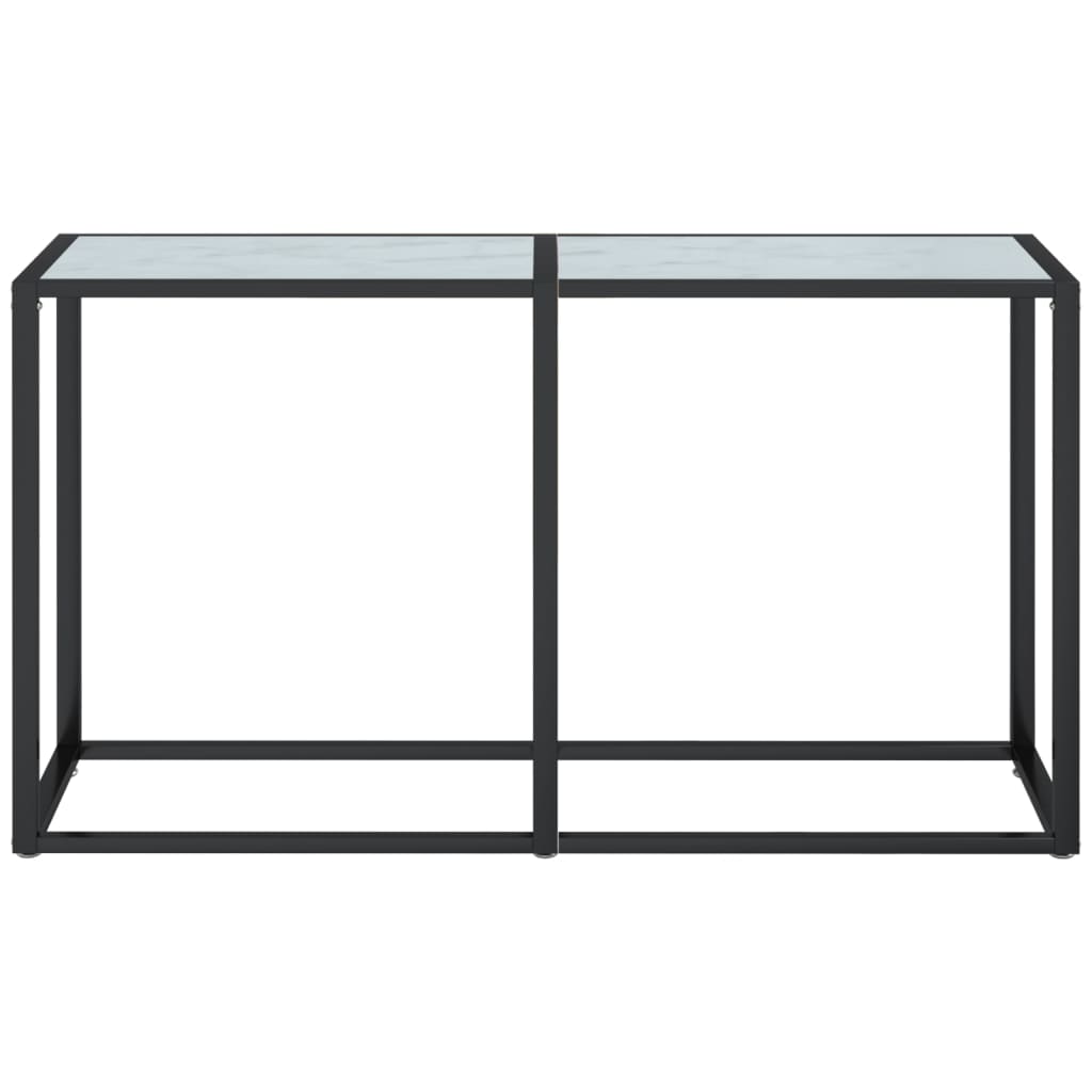 Console Table White Marble 140X35X75.5Cm Tempered Glass