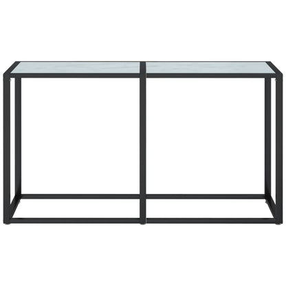 Console Table White Marble 140X35X75.5Cm Tempered Glass